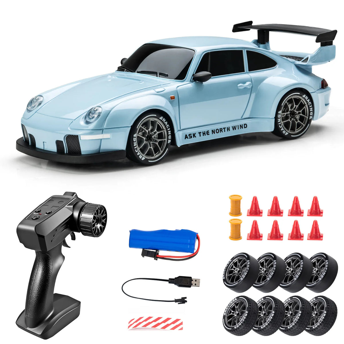 PF DriftMaster Pro Skala 1:24 – Szybkie Zdalnie Sterowane Auto Driftowe 4WD 20 km/h z LED i Dodatkowymi Oponami