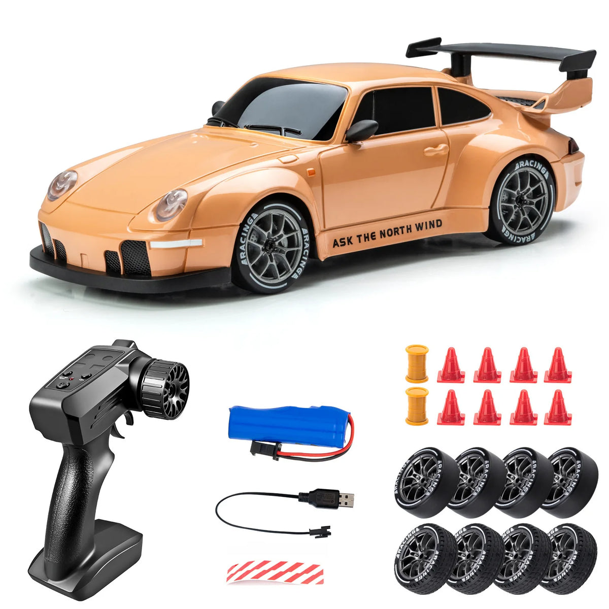 PF DriftMaster Pro Skala 1:24 – Szybkie Zdalnie Sterowane Auto Driftowe 4WD 20 km/h z LED i Dodatkowymi Oponami