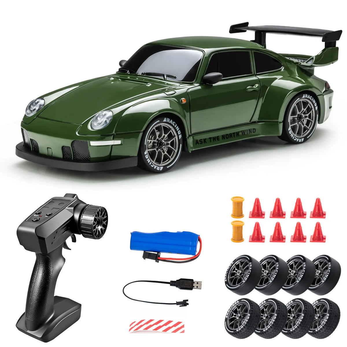 PF DriftMaster Pro Skala 1:24 – Szybkie Zdalnie Sterowane Auto Driftowe 4WD 20 km/h z LED i Dodatkowymi Oponami